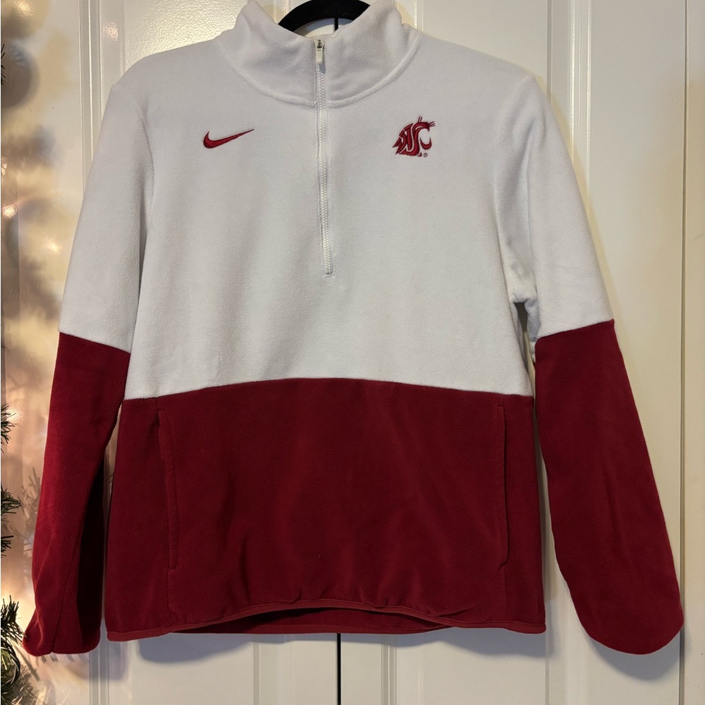 Nike Washington State Cougars Red and White fleece 1/4 zip sweatshirt